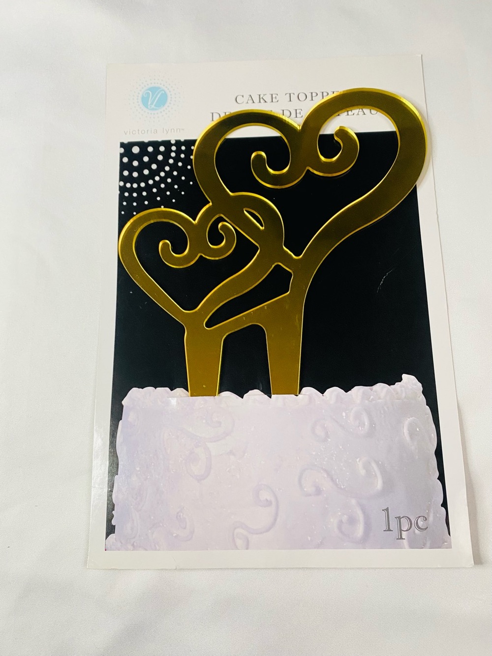 Victoria Lynn Gold Double Heart Cake Topper